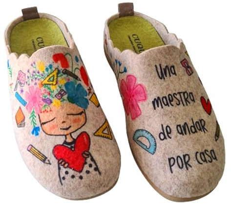 Rodevil Zapatillas fieltro estar por casa para mujer. Maestra. Perfectas para regalar dia de la madre, cumpleaños madres y navidad 38