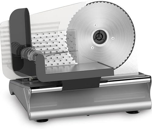 ylpddmm Affettatrice Elettrica da Casa, 200W Affettatrice Professionale 19cm Lame in Acciaio Inossidabile, Affettatrice con Spessore Regolabile 1-15 mm per Prosciutto e Verdure Pane,220V