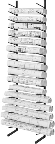 VEVOR Estante de Almacenamiento de Planos Estante Colgante para Exhibición de Carteles de 16 niveles, 2 Rollos/Neumático, Soporte Vertical para Archivos en Rollo de Planos para Pósteres, Mapas