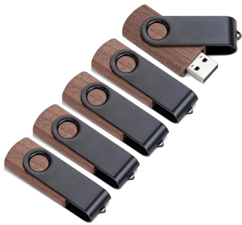 16 GB USB 3.0 Stick, 5er-Pack, USB-Speicherstick aus Holz, USB 3.0 Stick, 16 GB drehbarer Daumenlaufwerk, USB-Laufwerk für Datenspeicherung, Jump-Laufwerk