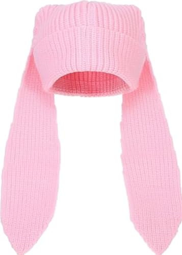 YEKEYI Orecchie Lunghe Divertente Cappello Knit Beanie Cappelli Carino Bunny Inverno Cap Caldo Knit Coniglio Crochet Skull Cap, rosa, Taglia unica
