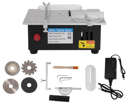 Mini sierra circular de mesa, 96 W, multifuncional, con fuente de alimentación ajustable de 7 marchas, rango de elevación, hoja de sierra de 0,1 a 15 mm, 5000 rpm, para manualidades de manualidades