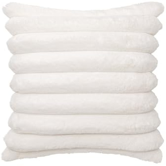 Douceur d'Intérieur Coussin Déhoussable (45 x 45 cm) Boudoir Naturel, Imitation Fourrure/Velours