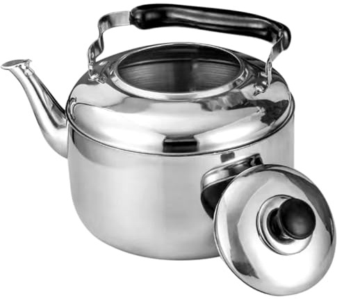 LOORGVEL Bouilloire Sifflante En Acier Inoxydable 5l, Capacité 5 Litres, Pot à Eau Robuste, Matériau 430 Inox, Sifflet Sonore, Poignée En Bakélite, Cuisine Domestique Et Préparation De Thé