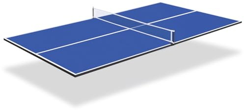 REAHOISY Ping Pong Table Top, 7FT Foldable Table Tennis Table Topper for Pool Table, Indoor Outdoor Table Tennis Conversion Top for Billiard Table w/Net & Foam Padding, Easy Conversion - Blue