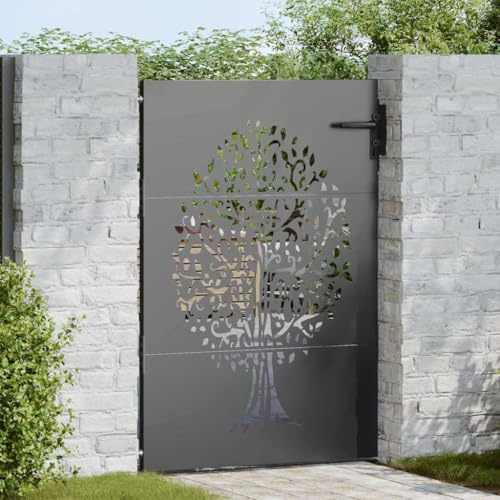 Générique Porte de Jardin, Portail de Jardin 85x75 cm Design Arbre en Acier Corten,Quincaillerie,Clôtures & barrières,Portillons,Noir,13.85 KG,42015860