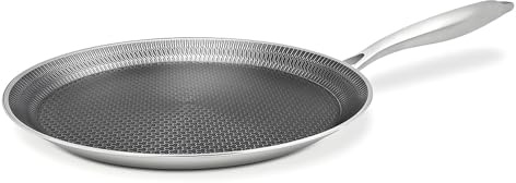 Bobikuke Poêle à Crêpes en Acier Inoxydable 30 cm, Crêpière avec Revêtement Antiadhésif, Tous Feux dont Induction, sans PFOA