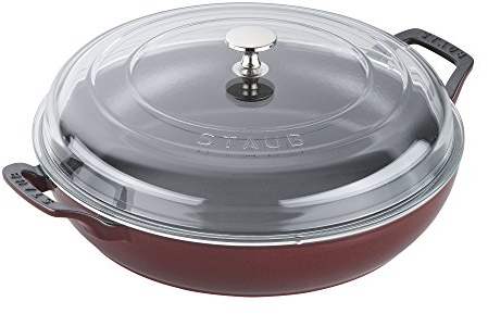 Staub Cast iron 3.5-qt braiser with glass lid 3.5-qt grenadine
