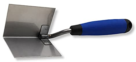 DEWEPRO Innenecken-Kelle 85x60x60mm – Hochwertige Edelstahl-Eckkelle mit ergonomischem 2-Komponenten-Griff – Rostfreie Kantenkelle für präzise Spachtel-, Putz- und Innenarbeiten