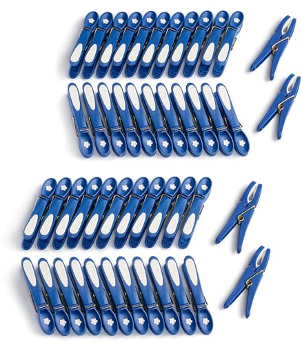 culiclean – Mollette per Bucato – 48 Pezzi – Design Fiore – Mollette Panni Resistenti – Antisegno per Bucato – Colori Assortiti – classic blue-bianco