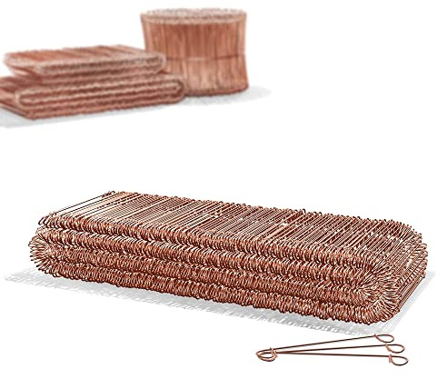 Heimfleiss® Rödeldraht Betonbindedraht 1,0 x 100-160 mm (500 Stk.) - verkupferter Bindedraht in 250, 500 & 1000er Bündel - Ösendraht Drilldraht für Drillapparat & Rödelzange - Drahtsackverschlüsse