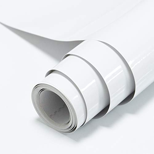 Timeet Klebefolie Möbel Weiss Glitzer PVC Klebefolie Weiß Hochglanz Möbelfolie Selbstklebend Tapete Glänzend Wasserfest ölfest Aufkleber Vinyl Folie für Möbel Küche Schränk Tisch 60x500cm
