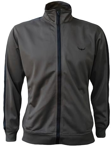 ROCK-IT Apparel träningsjacka för herrar med dragkedjefickor och ståkrage - för sport och fritid - Tracktop [storlekar S-3XL] Sweatjacka Olivgrön/Svart L
