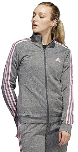 adidas Giacca da donna Warm-up Tricot Regular 3 strisce Track Jacket, Grigio Six Melange, Medium