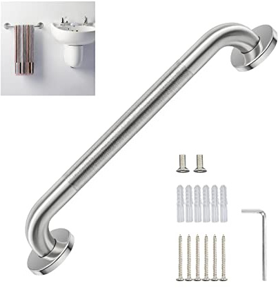 Halkfritt handtag dusch 40 cm Ø 32 mm SUS304, handtag för seniorer anti-fingeravtryck, rostfritt badkarshandtag vägghandtag duschhandtag för badrummet wC, dusch väggmonterat handtag