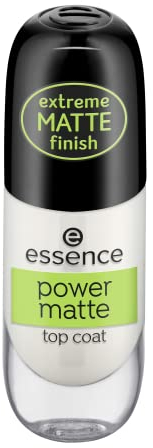 essence power matte top coat, Unter- und Überlack, transparent, mattierend, langanhaltend, schnelltrocknend, matt, ohne Aceton, vegan, Mikroplastik Partikel frei (8ml)