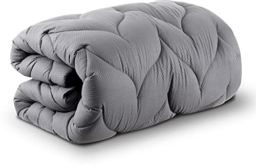 Sonive Matratzenschutzbezüge Grau, weicher Topper 160x200cm, mit NANOtex-Hilfsstoffe,Matratzenauflage mit 30cm tiefen Taschen,Dick,Atmungsaktive,für Studenten