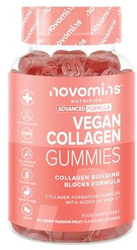 Vegane Kollagen Gummibärchen - mit Hyaluronsäure, Vitamin C & Zink - Vegan Alternative zu Kollagen Pulver & Kollagen Kapseln - 60 Gummies für Haare, Haut & Knochen - Collagen Komplex - Novomins