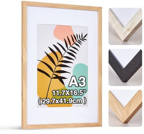 HOUSE DAY 1er Set Bilderrahmen A3 - Bilderrahmen 30x42cm holzrahmen,Plexiglas Posterrahmen，Collage Poster Rahmen, Moderner Poster Dokumentenrahmen, MDF Fotorahmen（Natur）