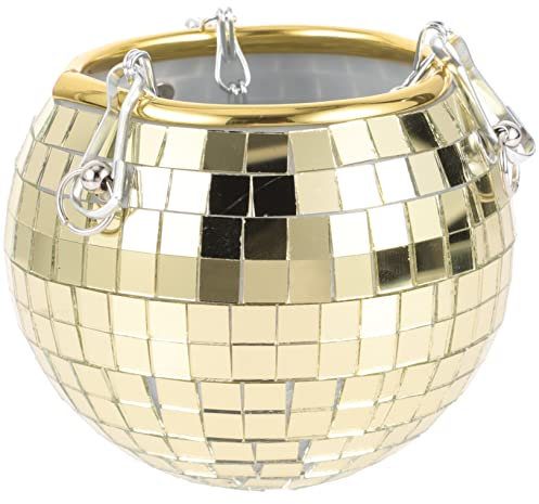 PLAFOPE Disco-pflanzgefäß Disco-Kugel-pflanzenaufhänger Dekorativer Blumentopf Blumenhalter Blumentopf Aus Kunststoff Hängender Pflanzer Mit Spiegeloberfläche Pflanzenhänger Golden Plastik