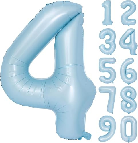 Palloncino blu 4 opaco blu numero 4 palloncino in foil blu chiaro 4 palloncini 40 pollici in Mylar elio per feste di compleanno decorazioni ragazze ragazzi baby shower matrimonio anniversario