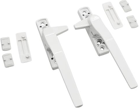 KOOLEVER 2 Pcs Window Handles for Upvc Windows Universal Right and Left UPVC Replacement Aluminum Alloy Double Glazing Window Handles Childproof Casement Locking Handle for Windows and Sliding Doors