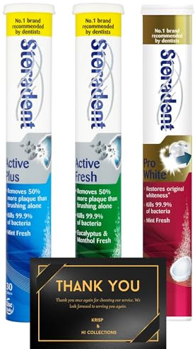 Denture Cleaning Tablets – Active Plus, Active Fresh & Pro White – Deep Clean, Removes Stains, Freshens, Daily Use – 90 Tablets (3 x 30)