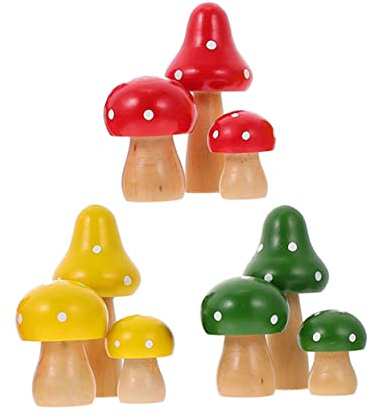 Toddmomy 3ensembles Lot de Champignons Décoratifs Bois Décor De Champignons Réaliste pour Micro-Paysage