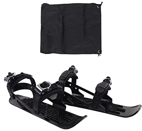 Mini skidåkning justerbara korta skiboards för barn och vuxna snö sport hållbar nylon aluminium legering lätt bärbara skidskor för vinter utomhus äventyr storlek 30 38 (Svart)