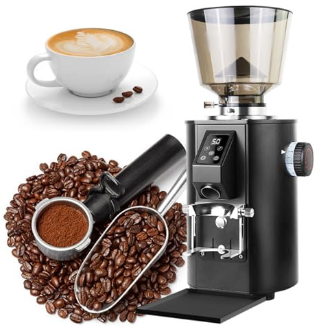 Köks Elektrisk Kaffekvarn – Kaffekvarn för Espresso, Filterkaffe & French Press – med Konisk Kvarn, 9 Malnivåer, Timer & 1Lb/453g Bönbehållare Black