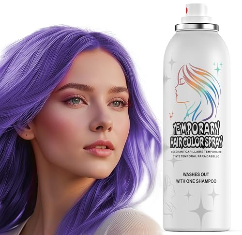 Temporäre Haarfarbenspray | 150ml Sofort Haarfarbenspray für Erwachsene & Kinder | Waschbar & Nicht Klebend, Sanfte Formel, Lila | Halloween, Cosplay, Kostümparty, Feste