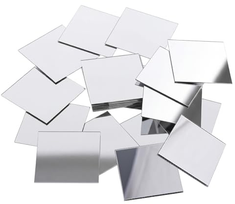 25 stycken minispegel, 5 × 5 cm akryl spegelplattor självhäftande fyrkantiga små speglar klistermärken mosaik självhäftande spegel dekoration för gör-det-själv väggdekoration, badrum, kök, hantverk
