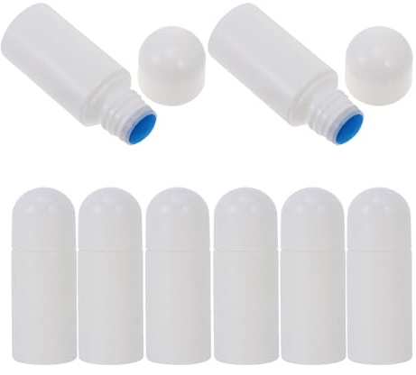 Flacon Éponge 50ml Blanc Lot de 8, Compact et Facile à Utiliser | Abs et Éponge, Format Portable pour Transport Quotidien, Design Soigné, Récipient Pratique et Résistant