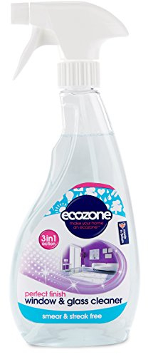 EcoZone Window & Glass Cleaner, Leaves Smear & Streak Free Shine, Clean & Polish with Natural Plant Extracts, Citrus-Floral Scent, for Windows, Doors, Mirrors & Surfaces, Vegan Friendly (500ml Spray)