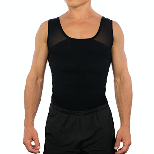 Esteem Apparel Original Herren Brust Compression Shirt zum Verstecken von Gynäkomastie Moobs (Schwarz, Groß)