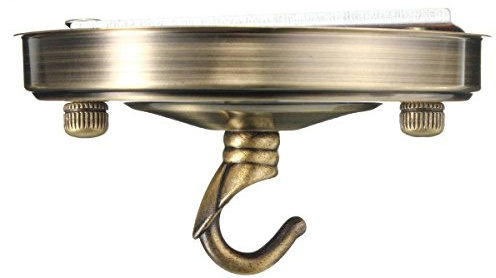 Rosone per lampadari, con gancio, per montaggio di lampade e lampadari, 108 mm di diametro Vintage Ottone anticato.