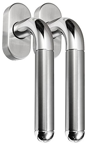Edelstahl Fenstergriff Sets 2 x FG Star II Bicolor L-Form V2A Fensterbeschlag