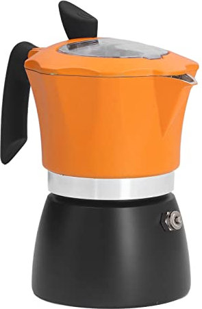 Caffettiera in alluminio da 150 ml, stile classico italiano a forma ottagonale, caffettiera a doppio colore, per campeggio, casa, ufficio, moka, moka, caffettiera in alluminio, 150 ml
