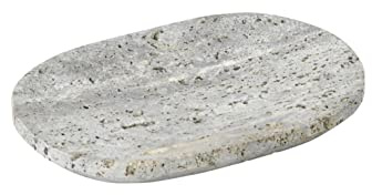 Creative Co-Op Travertine Soap Dish, Grey