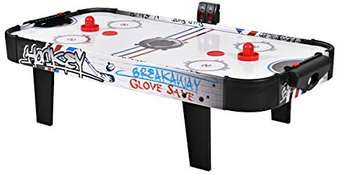 GOPLUS Airhockey Tisch, 42 cm Air Hockey Spieltisch mit Elektronischem Punktezähler & Motor, Lufthockey Tisch inkl. Pucks & Pushers & Tor, Tischhockey aus Holz, für Kinder & Erwachsene, für Zuhause
