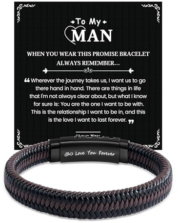 CheersLife Gifts for Men Engraved Bracelet for Men Husband Boyfriend Fiance