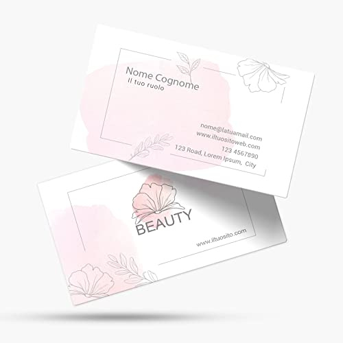 Biglietti da visita personalizzabili in cartoncino Premium, colori impeccabili, varie grafiche per estetista e centri benessere, quantità minima 100 pezzi (Grafica 1)