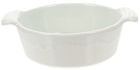 Anneome Ceramic Double Ear Bowl for Baking Dish Roasting Board Handles Decorative Salad Holder Appetizer Ceramic Bowl for Cheese