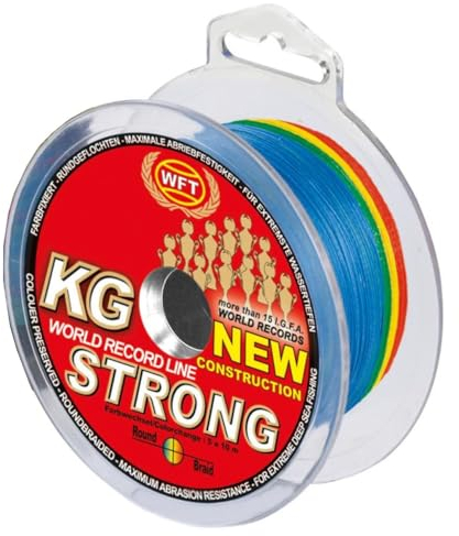 WFT 0,52mm 86kg Strong Multicolor - 600m geflochtene Angelschnur, Meeresschnur, Geflechtschnur zum Meeresangeln