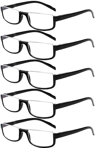Kerecsen Half Frame Reading Glasses for Men & Women, Lightweight Comfort-Fit Design with Spring Hinges (5Black, 3.00)