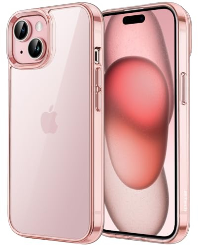 JETech Case for iPhone 15 6.1-Inch, Non-Yellowing Shockproof Phone Bumper Cover, Anti-Scratch Clear Back (Pink)