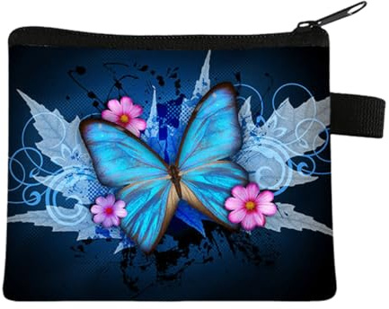 FAVORTALK Coin Purse for Women Small Change Pouch with Butterfly Pattern Travel Coin Pouch for Ladies Girls Mini Change Pouch with Zipper Small Make Up Bag for Handbag, 13903