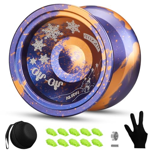 HKSOD Dual Purpose Yoyo, Professional Responsive Yoyo, Trick Yoyos for Advanced Players with yo yo Accessories+Removal Tool (Purple Orange)
