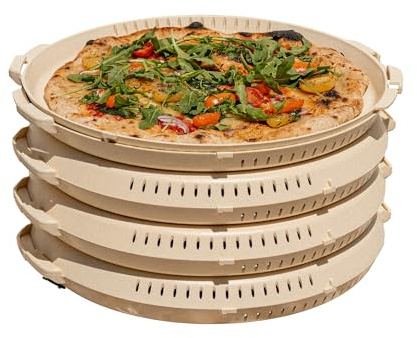 PIZZycle Mehrweg Pizzabox Original | Wiederverwendbare Pizza-Aufbewahrungsbox mit Deckel, stapelbar & nachhaltig - 4er-Set, für Pizza bis 33 cm  (Dough)