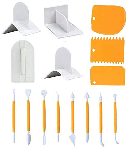 Eighosee Kit de 15 herramientas para alisar y decorar tartas, herramienta de modelado de azúcar, espátula, cuchillo, kit de herramientas de glaseado suave
